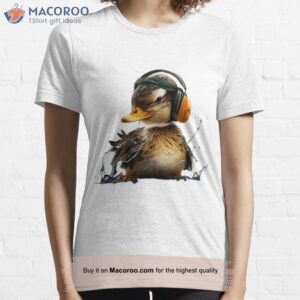 duckling dj fun design of a duck listening to music essential t shirt 1