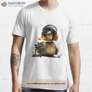 duckling dj fun design of a duck listening to music essential t shirt