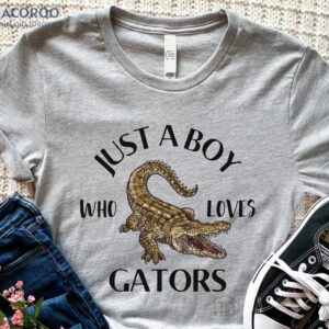 Just A Boy Who Loves Gators T-Shirt, First Fathersday Gift Ideas