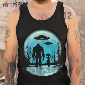 alien and bigfoot ufo moon shirt tank top