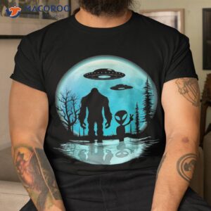 Alien And Bigfoot UFO Moon Shirt