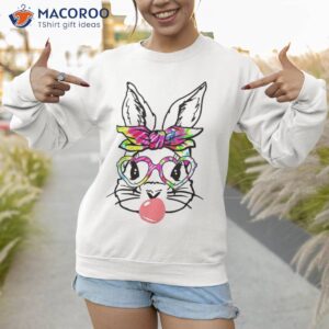 bunny with bandana heart glasses easter day shirt sweatshirt