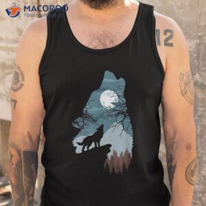 cliff of silhouette howling wolf shirt tank top