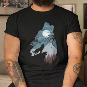 Cliff Of Silhouette Howling Wolf Shirt