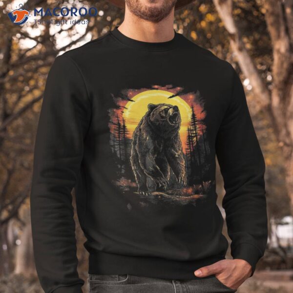 Grizzly Bear Animal Retro Style Graphic Shirt