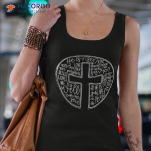 he is risen typography jesus christian cross easter day tank top tank top 4