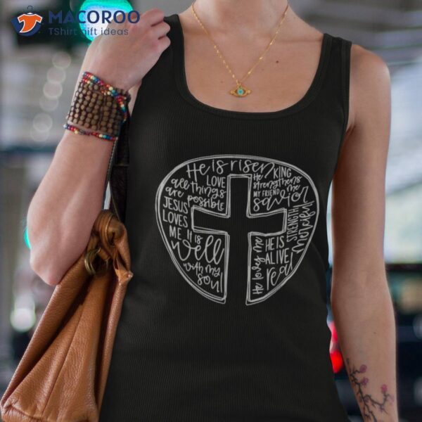 He Is Risen Typography Jesus Christian Cross Easter Day Tank Top