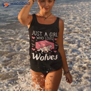 just a girl who loves wolves cute wolf lover shirt tank top