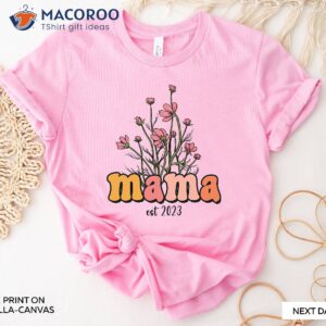 mama wildflowers retro mama est 2023 t shirt 2