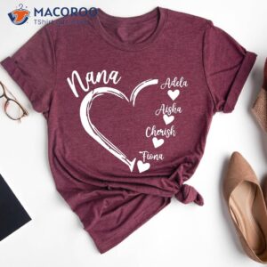 personalized name heart nana t shirt 2