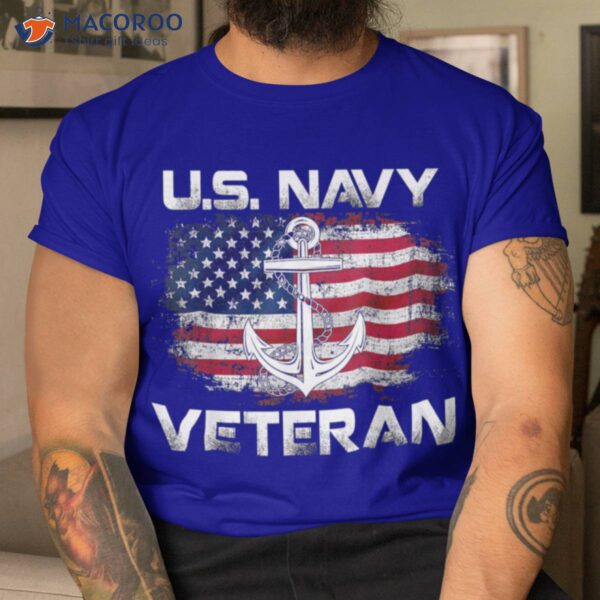 Vintage Us Navy American Flag Best Retired Dad Gifts T-Shirt