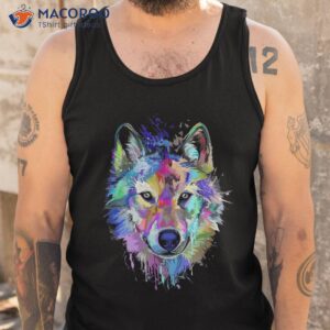 wolf animal face wolf lover shirt tank top