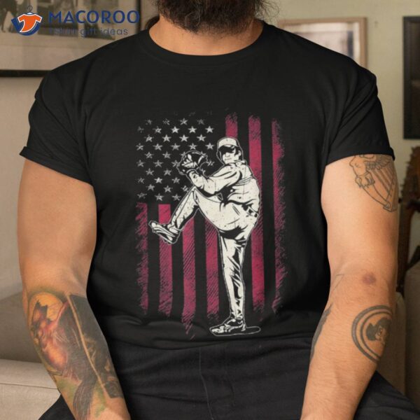 American Flag Pitcher Baseball Apparel – Shirt