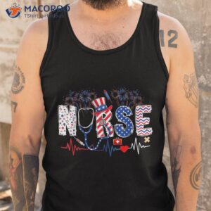 american nurse 4th of july stethoscope heartbeat shirt tank top