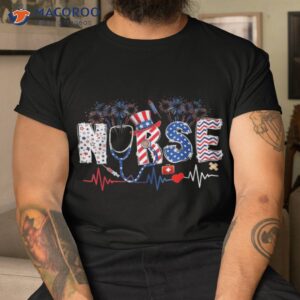 American Nurse 4th Of July Stethoscope Heartbeat Shirt