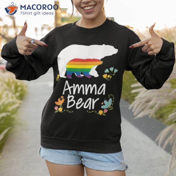 Amma Lgbt Bear Gay Lesbian Pride Rainbow Floral Transgender Shirt