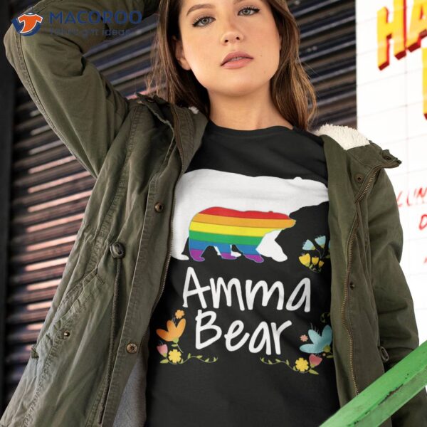 Amma Lgbt Bear Gay Lesbian Pride Rainbow Floral Transgender Shirt