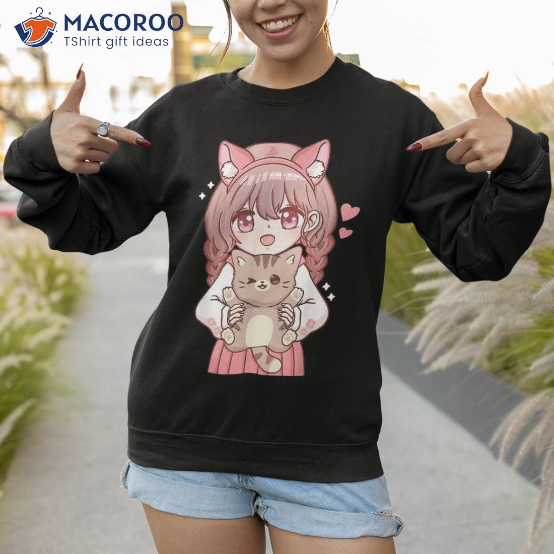 anime girl in cat hoodie