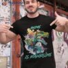 Anime Is Rawrsome Water Color Dinosaur Species Puns Shirt