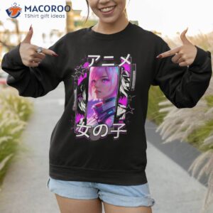 anime vibes japanese writing gaming style girl shirt sweatshirt 1