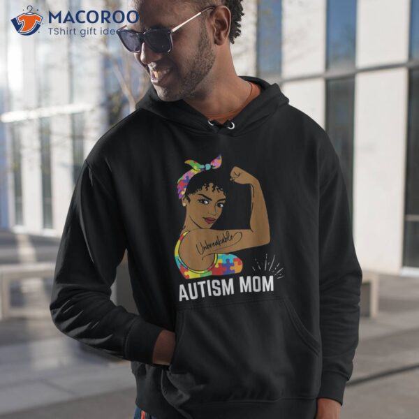 Autism Awareness Strong Mom Afro Mother Black Gift Shirt