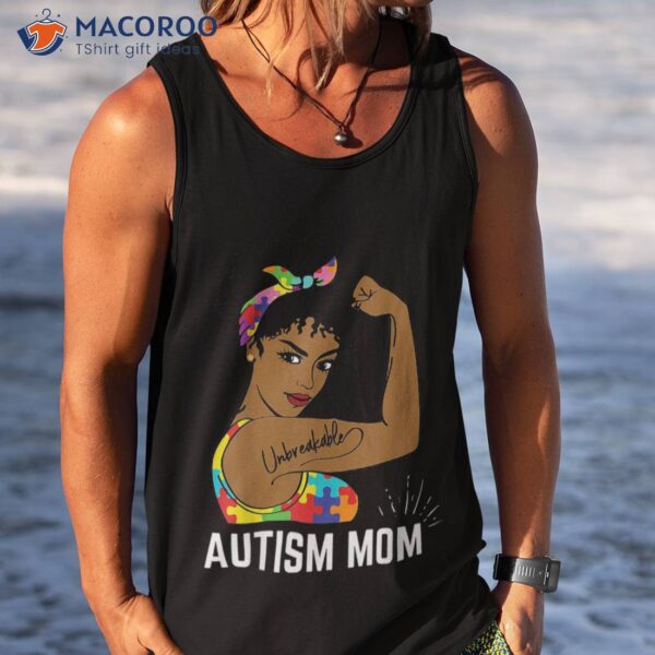 Autism Awareness Strong Mom Afro Mother Black Gift Shirt