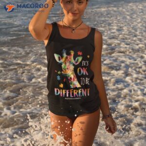 autism awareness women kid it s ok to be different giraffe shirt tank top