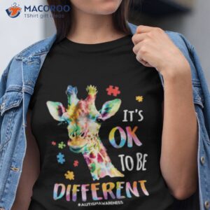 Autism Awareness Women Kid It’s Ok To Be Different Giraffe Shirt