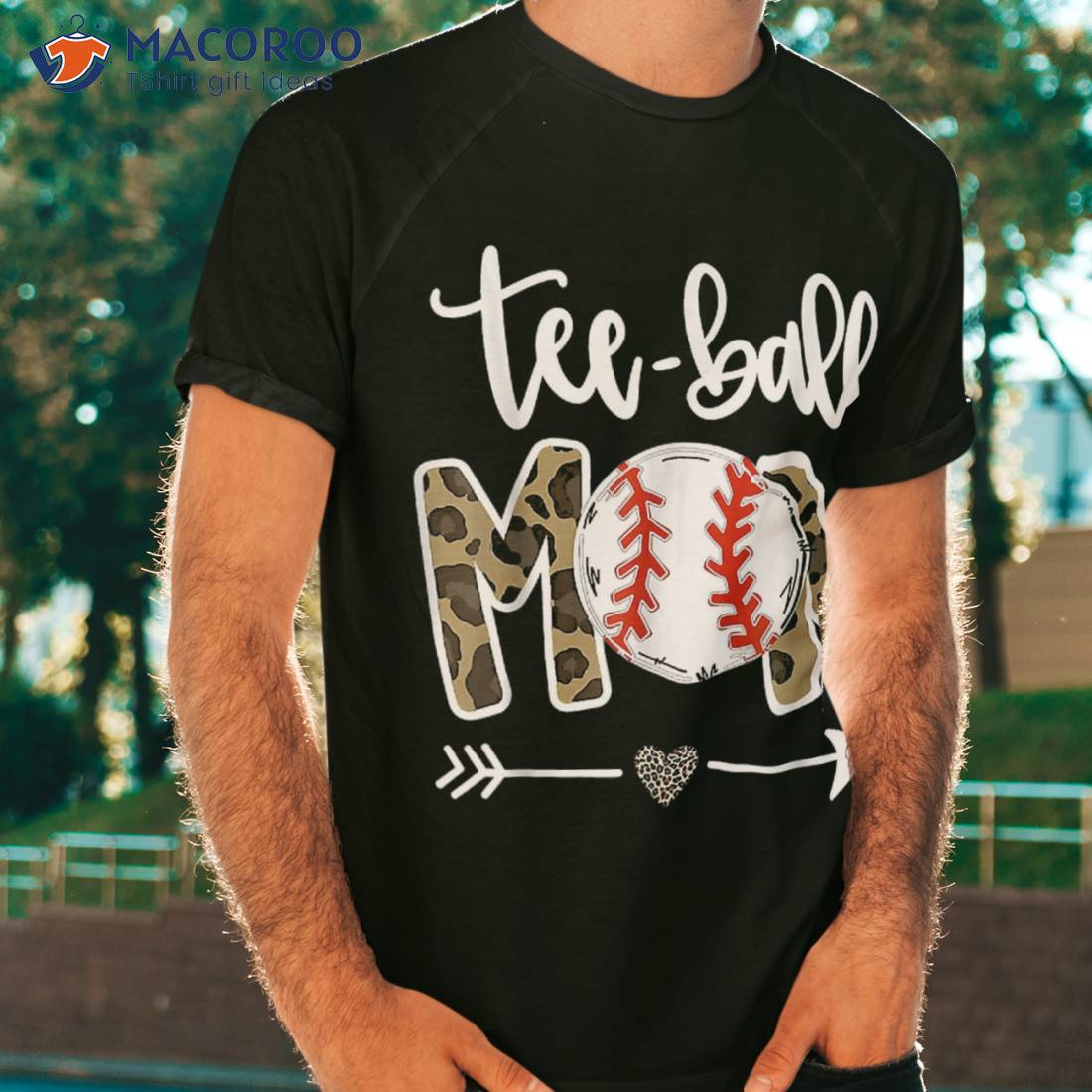 Tball Mom Baseball Mom Leopard Mother's Day Kids T-Shirt