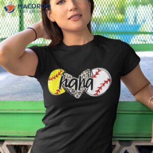 baseball and softball nana leopard grandma of both shirt tshirt 1