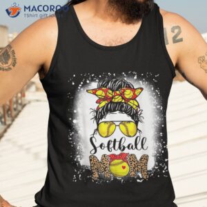 bleached leopard softball mom game day messy bun mothers shirt tank top 3