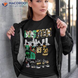 Boston Celtics And Bruins Jayson Tatum Jaylen Brown Brad Marchand And Patrice Bergeron Signatures Shirt
