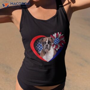 Boxer Dog Heart American Flag 4th Of July Usa Sunflower Shirt