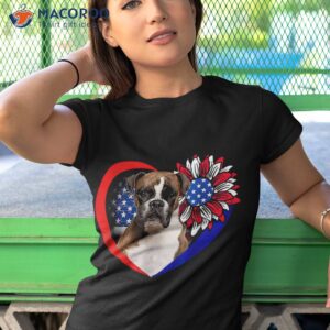 boxer dog heart american flag 4th of july usa sunflower shirt tshirt 1