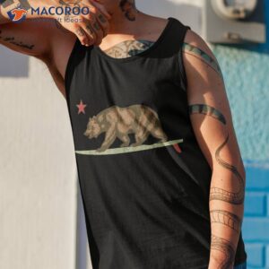 california surfing bear surfboard state flag shirt tank top 1