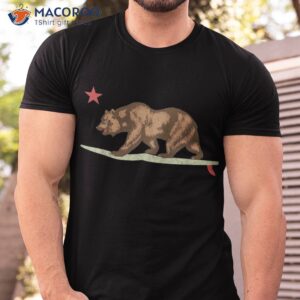 California Surfing Bear Surfboard State Flag Shirt