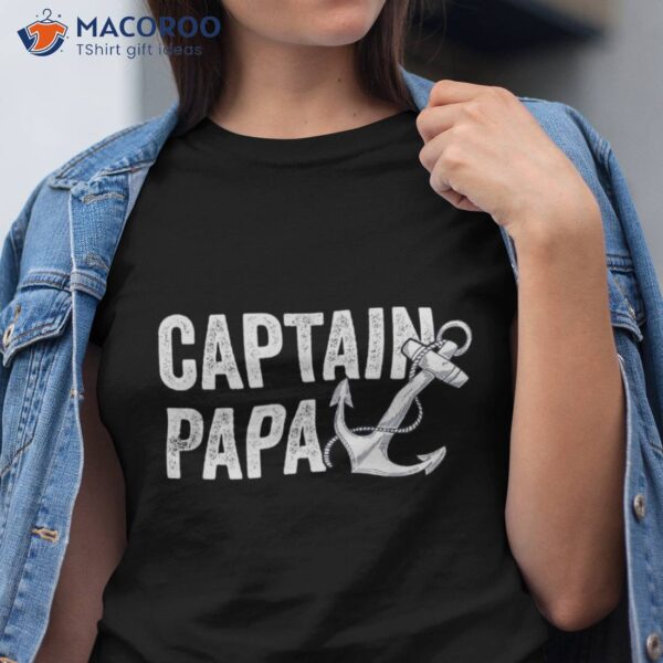 Captain Papa Pontoon Gift Lake Sailor Fishing Boating Shirt