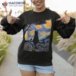 cat art van gogh starry night cat owner lover shirt sweatshirt 1