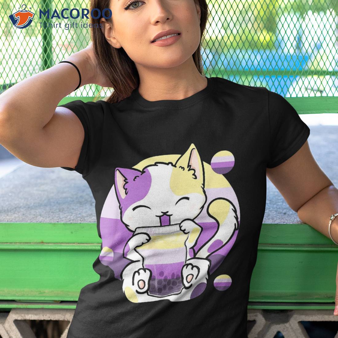 Cat Boba Tea Bubble Tea Anime Kawaii Neko T-Shirt Sticker by