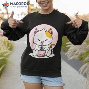 cat boba tea bubble tea anime kawaii neko t shirt sweatshirt 1
