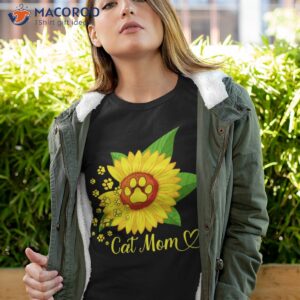 cat mom sunflower shirt paw print lover mothers day tshirt 4