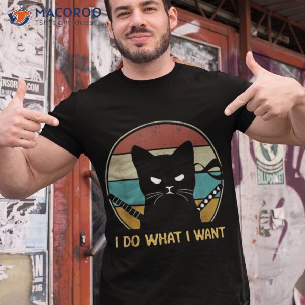 Cat Shirts For Boys, Retro 90s I Do What Want Funny Shirt