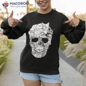 cat skull shirt kitty skeleton halloween costume sweatshirt