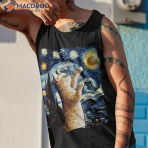 cat starry night shirt van gogh art lover tank top 1