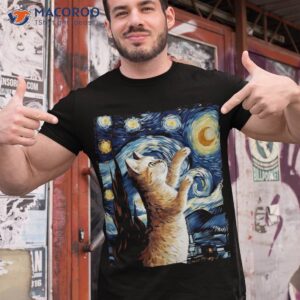 cat starry night shirt van gogh art lover tshirt 1