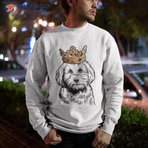 cavapoo dog wearing crown shirt sweatshirt