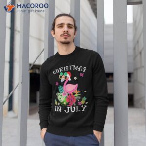 christmas in july pink flamingo flower xmas kids shirt sweatshirt 1
