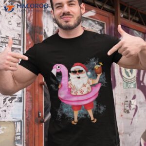 christmas in july santa hawaii flamingo summer vacation shirt tshirt 1