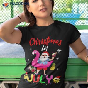 christmas in july santa hawaiian flamingo summer beach shirt tshirt 1