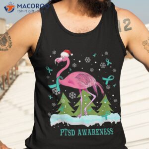 christmas ptsd awareness teal ribbon santal flamingo shirt tank top 3